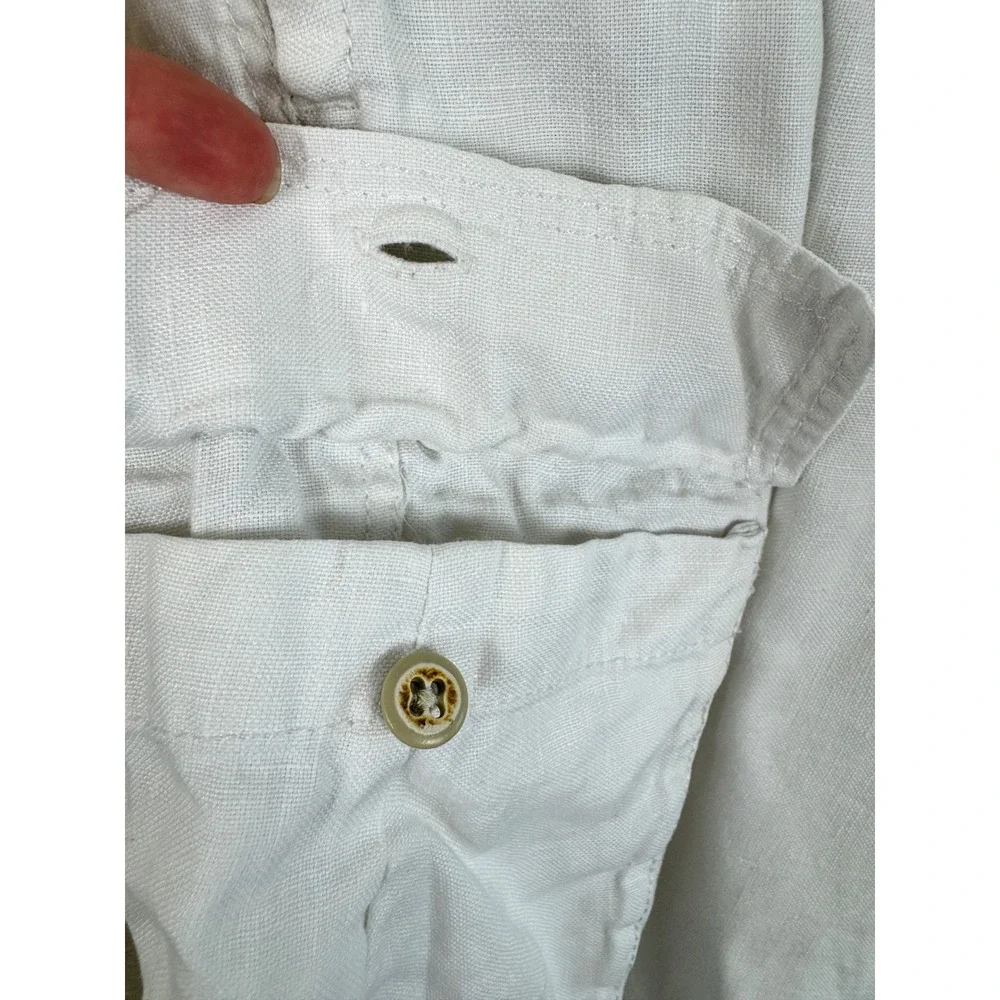 Tommy Bahama Relax Mens White 100% Linen Cargo Shorts Elastic Waist Medium